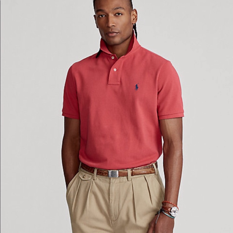 Salmon Polo By Ralph Lauren Collared Short Sleeved Polo